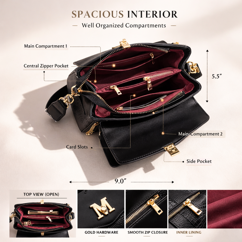 Imported Premium Handbag – Top Handle & Sling (4 Colours Available)