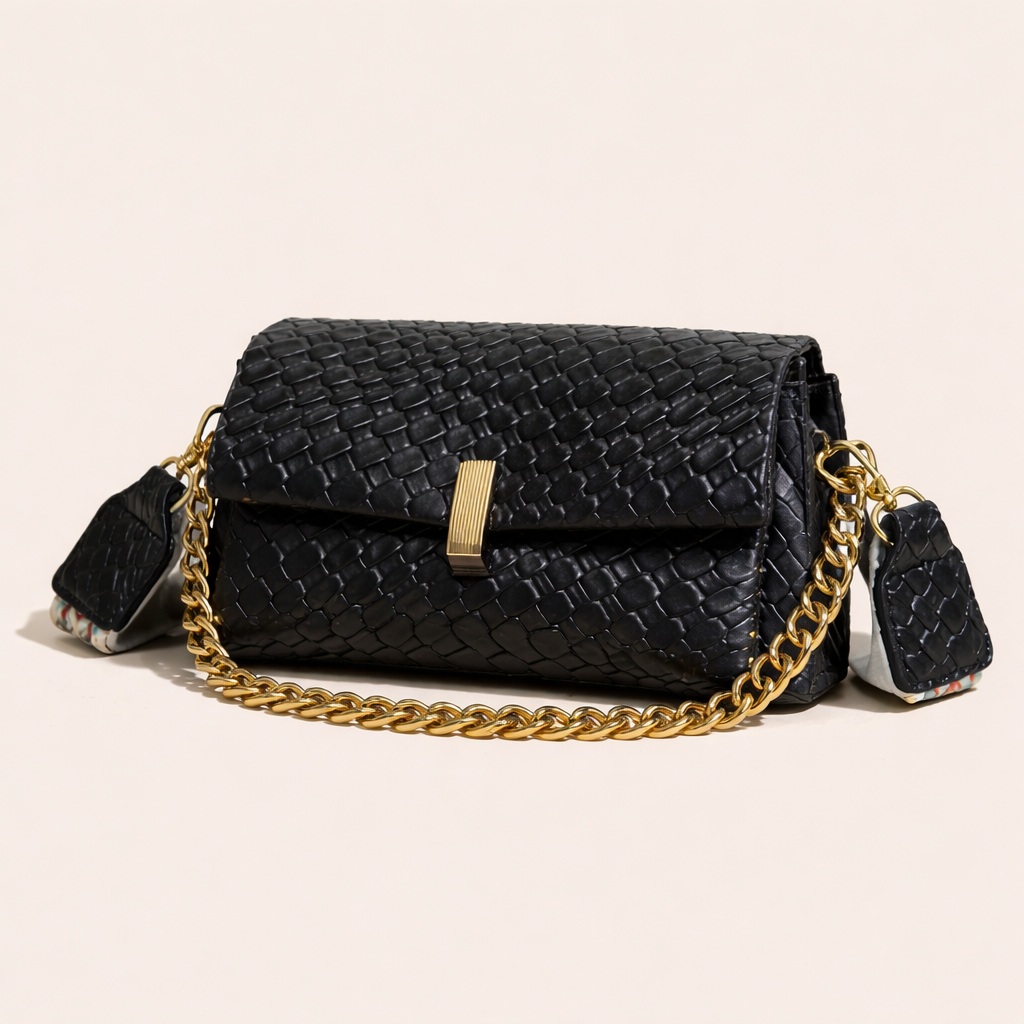 Luxury Imported Woven Chain Sling Bag – Premium Shoulder Handbag (3 Colours)