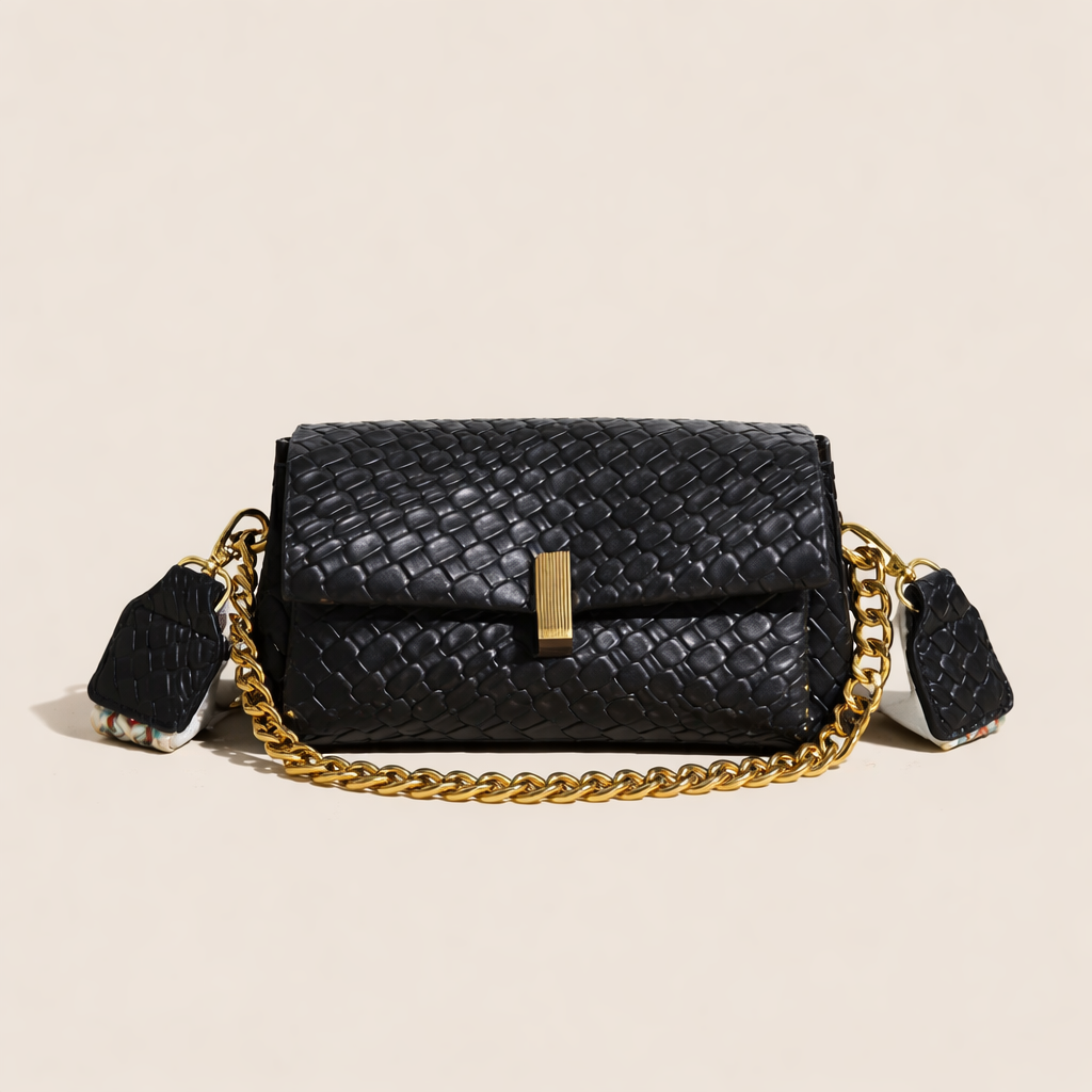 Luxury Imported Woven Chain Sling Bag – Premium Shoulder Handbag (3 Colours)